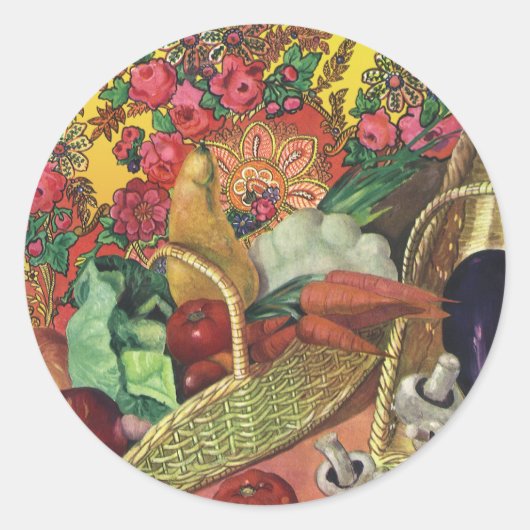 Biologisch voedsel, tuingroenten, bloeiende bloeme ronde sticker (Voorkant)