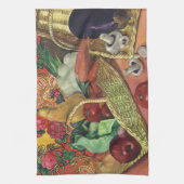 Biologisch voedsel, tuingroenten, bloeiende bloeme theedoek (Verticaal)