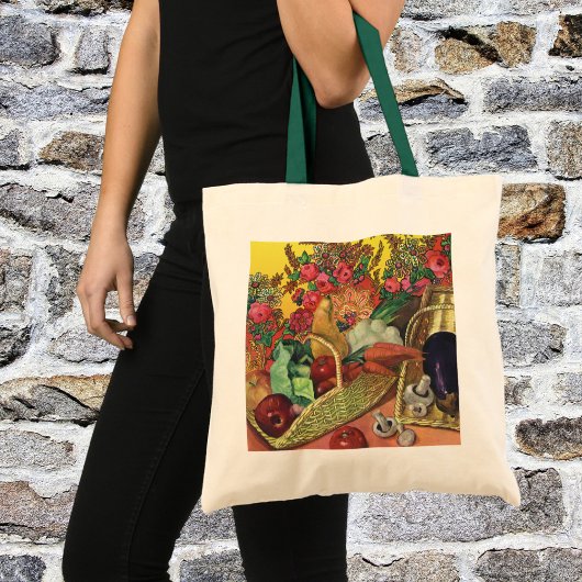 Biologisch voedsel, tuingroenten, bloeiende bloeme tote bag
