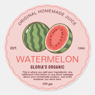 Biologisch Watermeloenfruit Sap Thuisproduct Ronde Sticker
