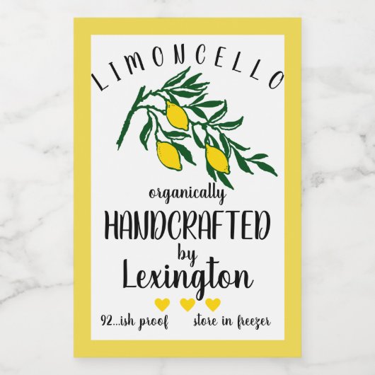Biologisch Zelfgemaakt Limoncello Klein Flesseneti Voedselcontainer Etiket (Enkel label)
