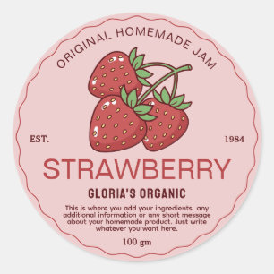 Biologische Aardbei Jam Huisgemaakt Product Ronde Sticker