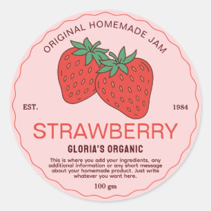 Biologische Aardbei Jam Huisgemaakt Product Ronde Sticker