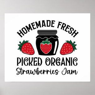 Biologische aardbei jam woord art leveranciers poster