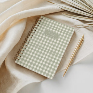Biologische Aquarel Groen Tartan Gingham Plaid Notitieboek