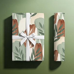 Biologische Aquarel Saliegroen en Haver Melk Botan Cadeaupapier