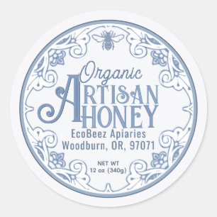 Biologische ARTISAN HONEY Rustieke boerderij Blue  Ronde Sticker