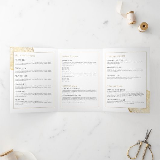 Biologische Beauty Gold Tree Rings Salon Brochure Drieluik Kaart (Binnen)