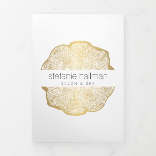 Biologische Beauty Gold Tree Rings Salon Brochure Drieluik Kaart (Cover)