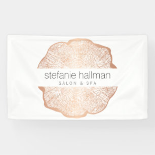 Biologische Beauty Roos Gold Tree Rings Salon Spandoek