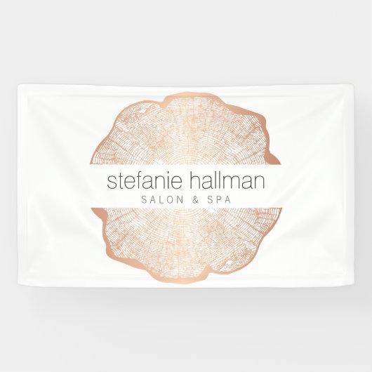 Biologische Beauty Roos Gold Tree Rings Salon Spandoek (Horizontaal)