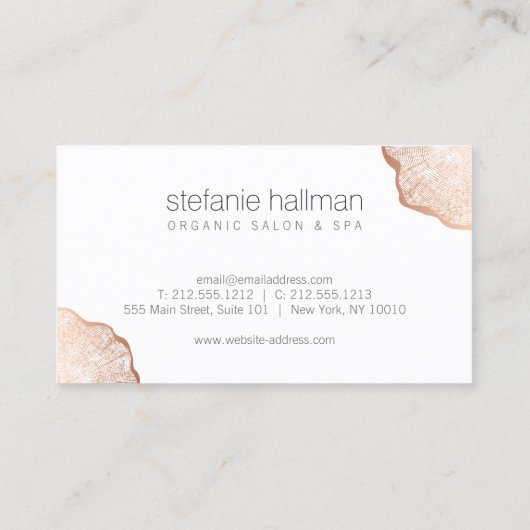 Biologische Beauty Roos Gold Tree Rings Salon Visitekaartje (Achterkant)