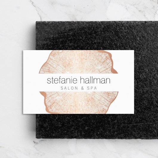 Biologische Beauty Roos Gold Tree Rings Salon Visitekaartje