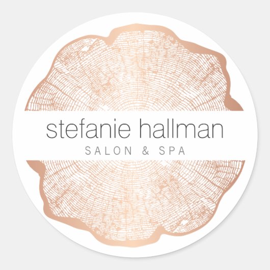 Biologische Beauty Roos Gouden boomringen Ronde Sticker (Voorkant)