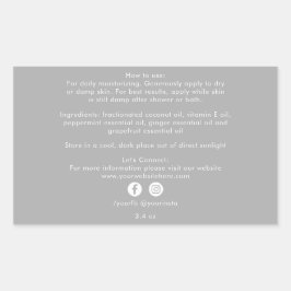 Biologische Bedrijfs Schoonheidsproduct Ingrediënt Rechthoekige Sticker