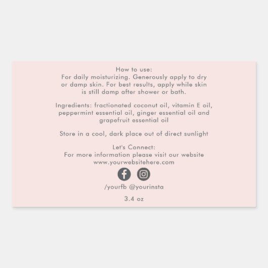 Biologische Bedrijfs Schoonheidsproduct Ingrediënt Rechthoekige Sticker (Voorkant)