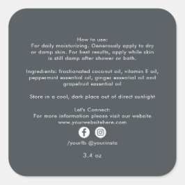 Biologische Bedrijfs Schoonheidsproduct Ingrediënt Vierkante Sticker