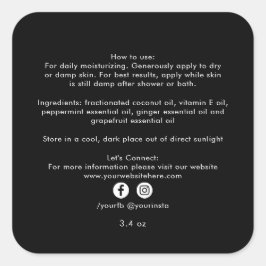 Biologische Bedrijfs Schoonheidsproduct Ingrediënt Vierkante Sticker