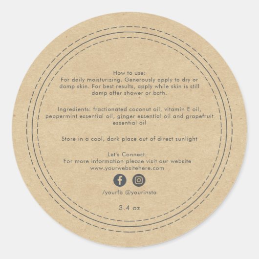 Biologische Bedrijfs Schoonheidsproducten Ingredië Ronde Sticker (Voorkant)