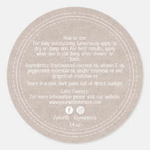 Biologische Bedrijfs Schoonheidsproducten Ingredië Ronde Sticker