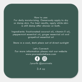 Biologische Bedrijfs Schoonheidsproducten Ingredië Vierkante Sticker