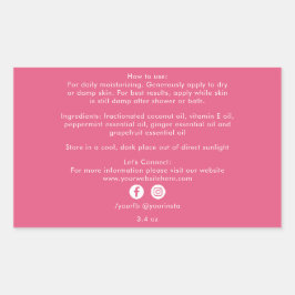 Biologische Bedrijfsproduct Ingrediënten Hot Roze Rechthoekige Sticker