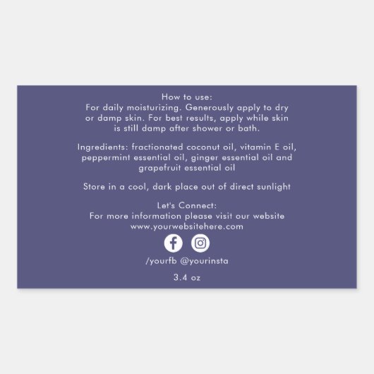 Biologische Bedrijfsproduct Ingrediënten Navyblauw Rechthoekige Sticker (Voorkant)