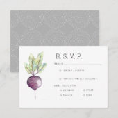 Biologische biet |Veggie-Waterverf RSVP Kaartje (Voorkant / Achterkant)