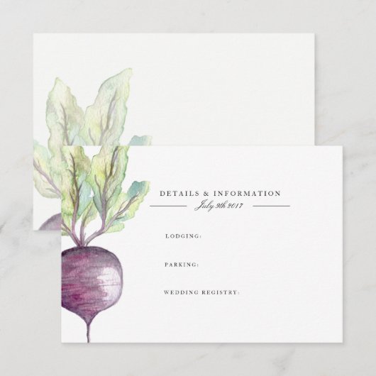 Biologische biet | Watercolor Informatiekaart Informatiekaartje (Voorkant / Achterkant)