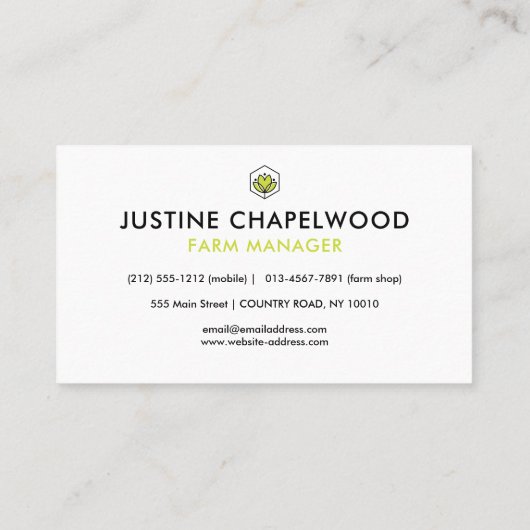 Biologische bladbloem Hexagon Boeren & Landbouw Visitekaartje (Achterkant)