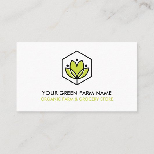 Biologische bladbloem Hexagon Boeren & Landbouw Visitekaartje (Voorkant)