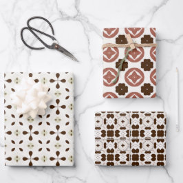 Biologische bloemen inpakpapier plat vel set van 3