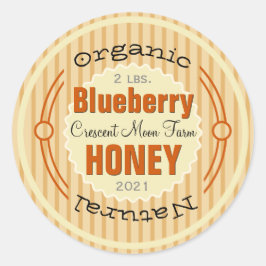 Biologische Blueberry gepersonaliseerde honingpot Ronde Sticker