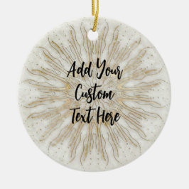 Biologische boho stijl sunburst mandala gouden wit keramisch ornament