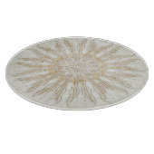 Biologische boho stijl sunburst mandala gouden wit snijplank (Hoek)