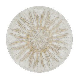 Biologische boho stijl sunburst mandala gouden wit snijplank