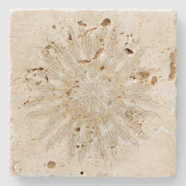 Biologische boho stijl sunburst mandala gouden wit stenen onderzetter