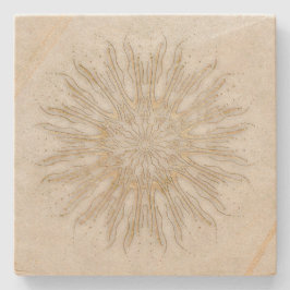 Biologische boho stijl sunburst mandala gouden wit stenen onderzetter