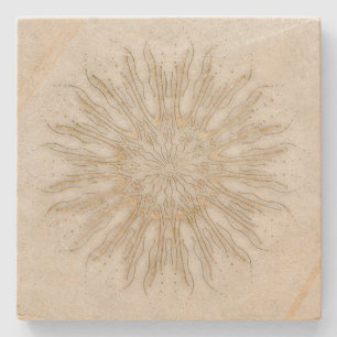Biologische boho stijl sunburst mandala gouden wit stenen onderzetter