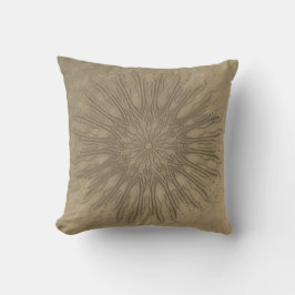 Biologische boho stijl sunburst mandala sepia deco kussen