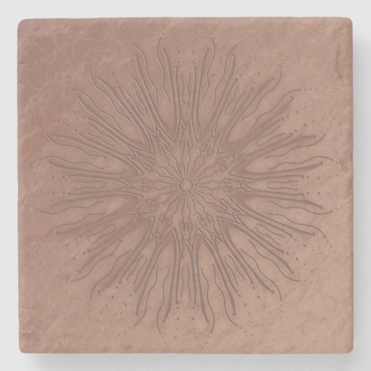 Biologische boho sunburst mandala stenen onderzetter (Voorkant)