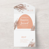 Biologische Boogvorm en Boho Bruiloft van Pampas All In One Uitnodiging (Binnen)