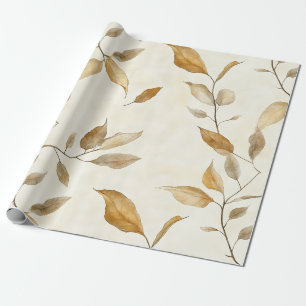 Biologische botanische blad- en tak-aardse bruine cadeaupapier