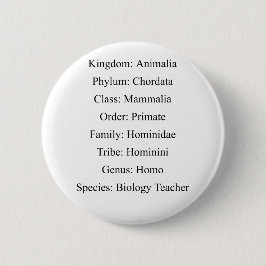 Biologische classificatie - Biologische leraar Ronde Button 5,7 Cm