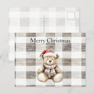 Biologische Cream Tan Christmas Teddy Bear Santa H Briefkaart