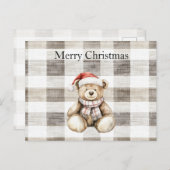 Biologische Cream Tan Christmas Teddy Bear Santa H Briefkaart (Voorkant / Achterkant)