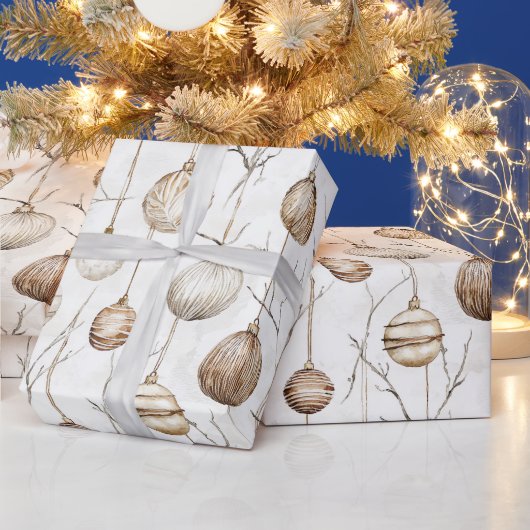 Biologische Cream Tan Kerst Ornamenten Cadeaupapier (Feestdagen)