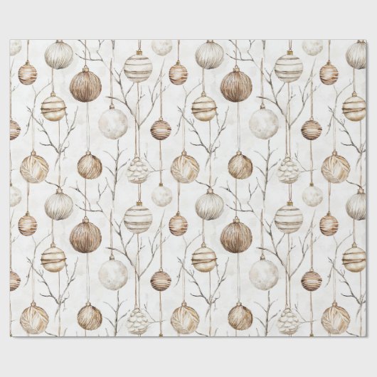 Biologische Cream Tan Kerst Ornamenten Cadeaupapier (Vlak)