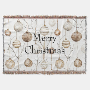 Biologische Cream Tan Kerst Ornamenten Deken