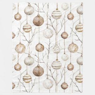 Biologische Cream Tan Kerst Ornamenten Fleece Deken